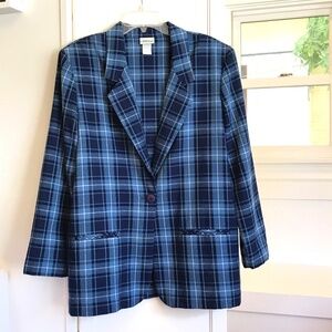 MODERN ESSENTIALS Blazer Blue Plaid Women’s Size Large